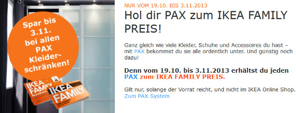Ikea Kinderbett Verlängerbar ~ IKEA Family 20% Rabatt auf alle PAX Kleiderschränke › Schnäppchen Ikea Kinderbett Verlängerbar ~ IKEA Family 20% Rabatt auf alle PAX Kleiderschränke › Schnäppchen