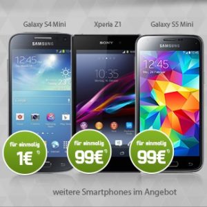 Vodafone: 50 Min/SMS + 1GB Surf-Flat für 9,99€/Monat + Smartphone, z.B. Samsung Galaxy S5 Mini