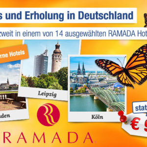Hotelgutschein: 3 Tage zu zweit in vielen Ramada-Hotels für 99€