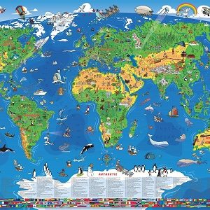 Panorama-Weltkarte (laminiert) für Kinder für 13,95€ + gratis Taschen-Atlas + gratis XXL Freizeitführer