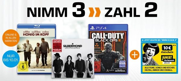 Nimm 3 Zahl 2 bei Saturn + 10€ JUKE Gutschein - Amazon Konter!