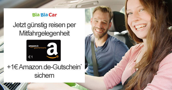 BlaBlaCar 1€ Amazon.deGutschein* für bestätigte Mitglieder