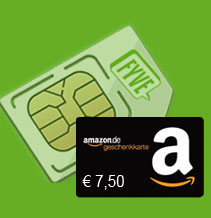 *Letzte Chance* 7,50€ Amazon.de-Gutschein* für Fyve GRATIS Prepaid-Karte mit 500MB Surf-Flat (einmalig 2,50€ Versand)