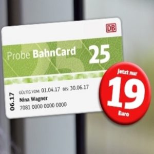 3 Monate Probe BahnCard 25 für 19€/39€ | BahnCard 50 für 79€/159€ (2. / 1. Klasse)