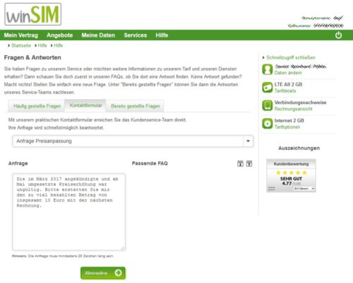 Winsim-Preiserhöhung-Erstattung-Gutschrift