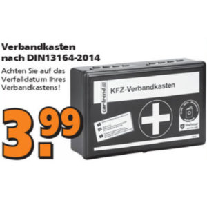 KFZ-Verbandkasten für 3,99€ bei Globus Baumarkt ab 19.02. in den Filialen