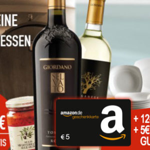 10 Weine + 4 Delikatessen + 12-tlg. Tellerset + 5€ Amazon.de Gutschein für 39,90€