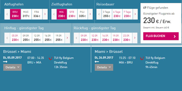 Florida Hin Und Ruckflug Ab Brussel Ab 255