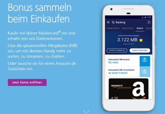 Mit o2 Banking Datenboni sammeln