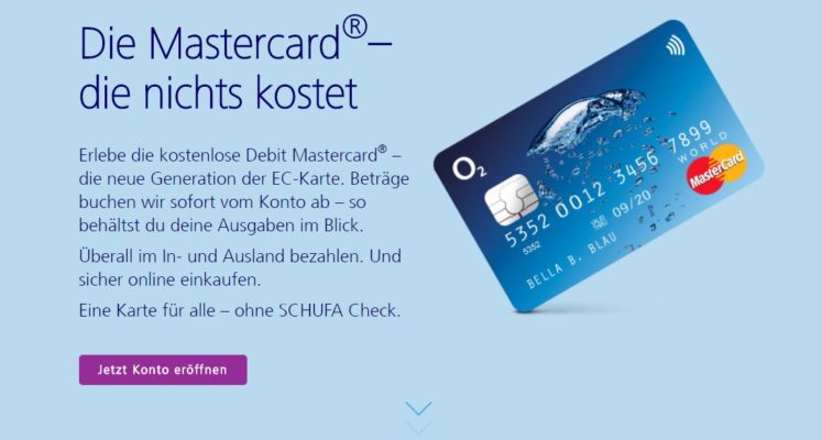 o2 Banking mit kostenloser Debit Mastercard®