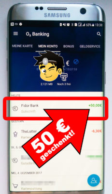 o2 Banking App mit Konto-Ansicht