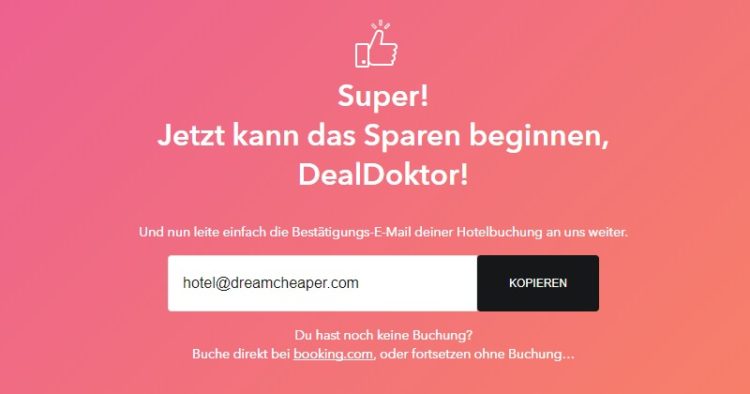 Dreamcheaper Bestätigungs-Email