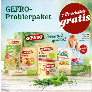 Gratis GEFRO Probierpaket mit 7 original GEFRO Produkten