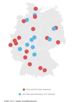 Deutschlandkarte Dieselverschmutzung 2016-17