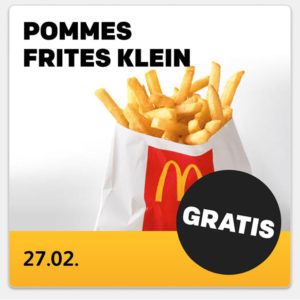 Gratis Kleine Pommes bei Mc Donalds am 27.02.18