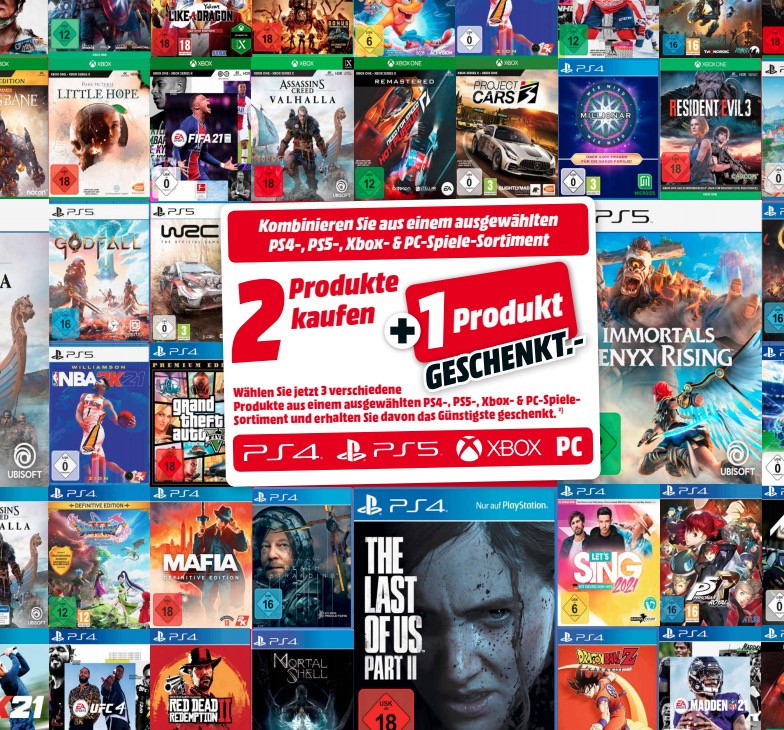 MediaMarkt: 3 Spiele kaufen, nur 2 bezahlen (PS4, PS5, Xbox, PC)