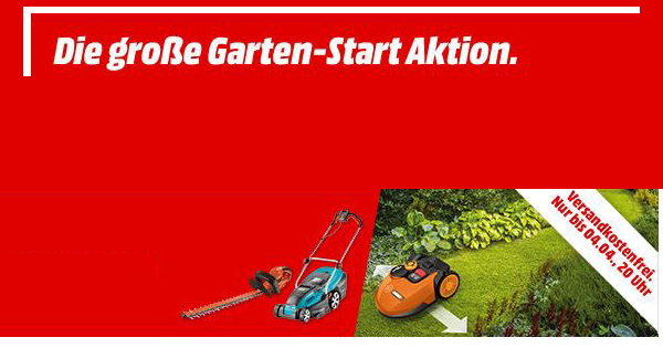 Garten-Start bei Media Markt, z. B. Bosch Rasenmäher für