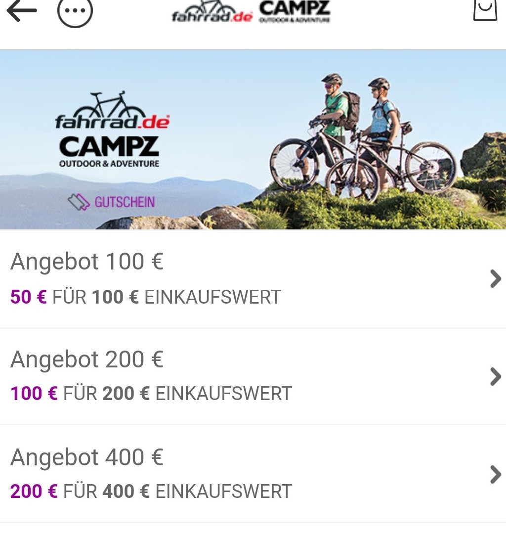 Fahrrad.de Gutschein 400€ für 200€