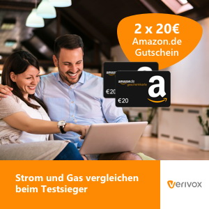Verivox⚡: Strom / Gas wechseln + 20€ Bonus geschenkt!