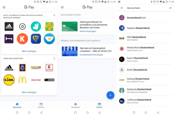 Google Pay App Karten