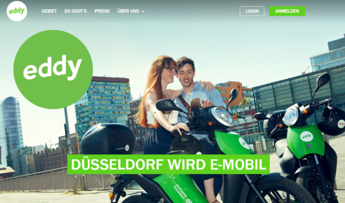 Die grünen eddy E-Scooter in Düsseldorf