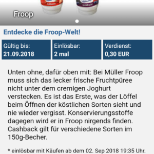 €0,30 Cashback auf Müller Froop Joghurt (Reebate)