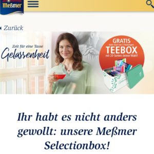 Gratis Meßmer Teebox inkl. 20 Teebeuteln beim Kauf von 3 Packungen