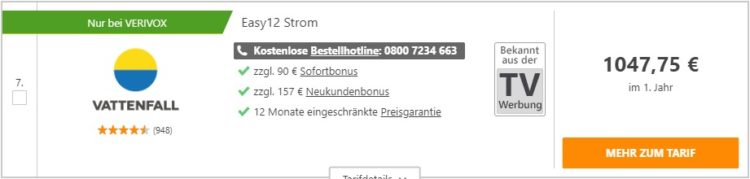 Vattenfall Easy12 Strom