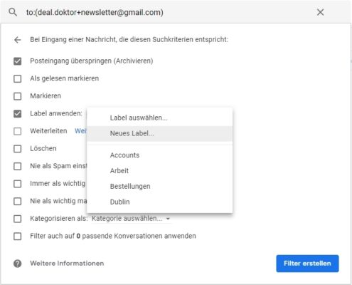 Gmail neues Label Newsletter