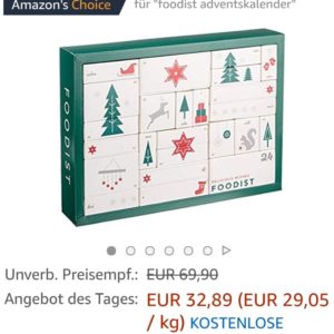 Foodist Gourmet Adventskalender mit 24 außergewöhnlichen Süßigkeiten, Snacks und Delikatessen,