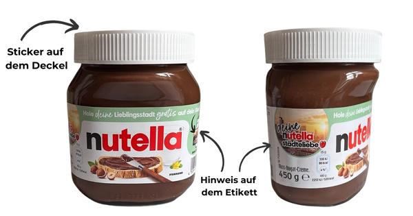 Aktionsgläser nutella Städteliebe mit Hinweisen