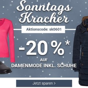 Sonntagskracher bei Karstadt: 20% auf Damenmode, Fitnessbekleidung und Schuhe
