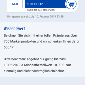 500 Extra Payback Punkte bei Prämienbestellung ab 10€