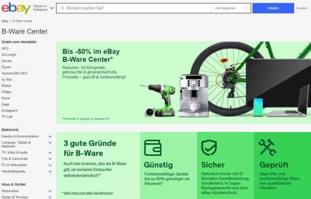 Warehousedeals: Bis zu 50 Prozent Rabatt auf Produkte aus Widerruf