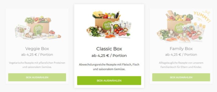 Unsere Kochboxen - HelloFresh Auswahl