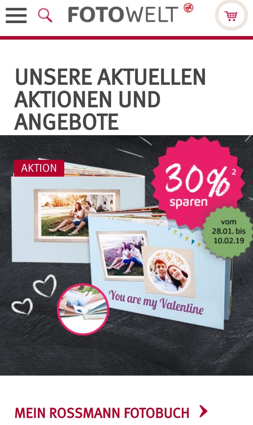 Rossmann Fotowelt 30 Rabatt Auf Alle Fotobucher 20 Auf Gruss Postkarten 20 Auf Valentinsfototassen