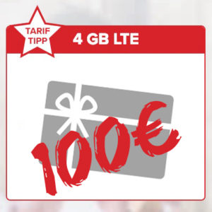 *Eff. kostenlos* 100€ Shopping-Gutschein zur Alles-Flat + 4GB LTE für 14,99€/Monat - Tarifhaus