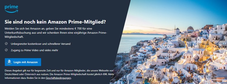 Booking Prime-Mitgliedschaft geschenkt