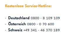 Lensspirit Service-Hotlines