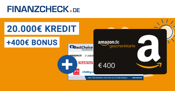 Finanzcheck 400 Bonus Fur Kredit Ab 20 000 Gewinn Moglich