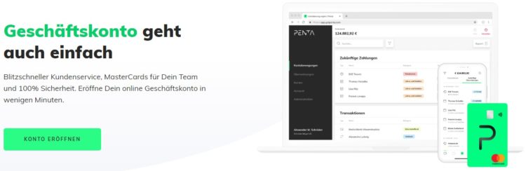 Kostenloses Online Geschäftskonto - Penta
