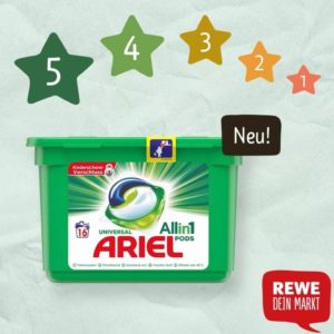 GRATIS testen 10000 Produkttester für Ariel All-in-1 Pods gesucht (Rewe)