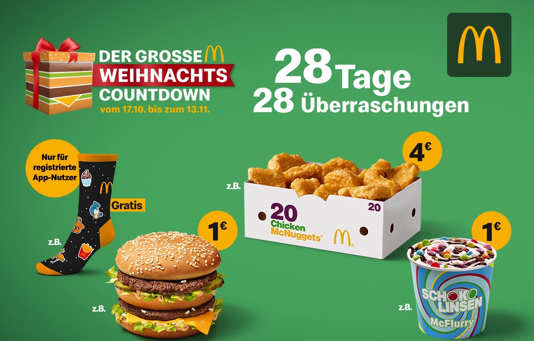 Mc Donalds Angebot Des Tages 🍟🍔 McDonald's Weihnachtscountdown - jeden Tag tolle Angebote