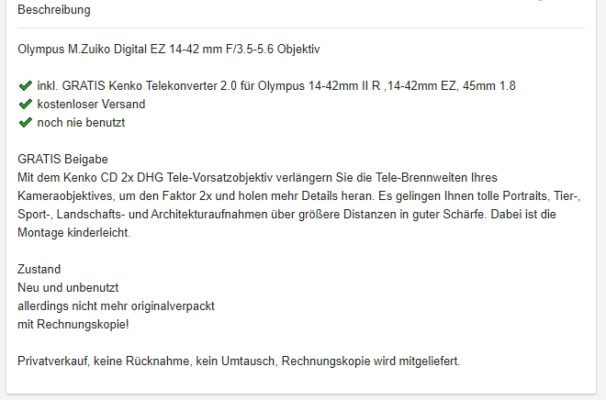 eBay_Kleinanzeigen_Beschreibung Tipp