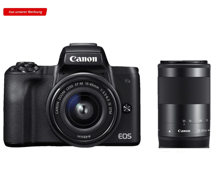 CANON EOS M50 Kit 15-45 mm + 55-200 mm Objektiv für 649 ...