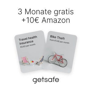 [GRATIS + 10€] Fahrrad- &amp; Reiseversicherung 4 Monate kostenlos + 2x 5€ Amazon.de-Gutschein*