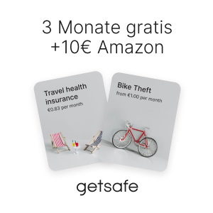 [GRATIS + 10€] Fahrrad- & Reiseversicherung 4 Monate kostenlos + 2x 5€ Amazon.de-Gutschein*