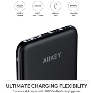 🔋 Aukey kompakte USB-C Powerbank mit 4 Ausgängen & 20.000 mAh für 25,29€ (statt 46€)