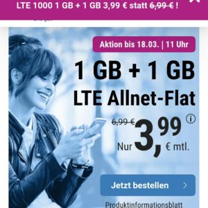 Simply Allnet flat + 2GB LTE Flat 3,99€ monatlich