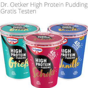 Gratis Dr Oetker High Rrotein Pudding 400 Gramm Testen